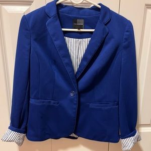 Pretty blue blazer with striped cuff details.
